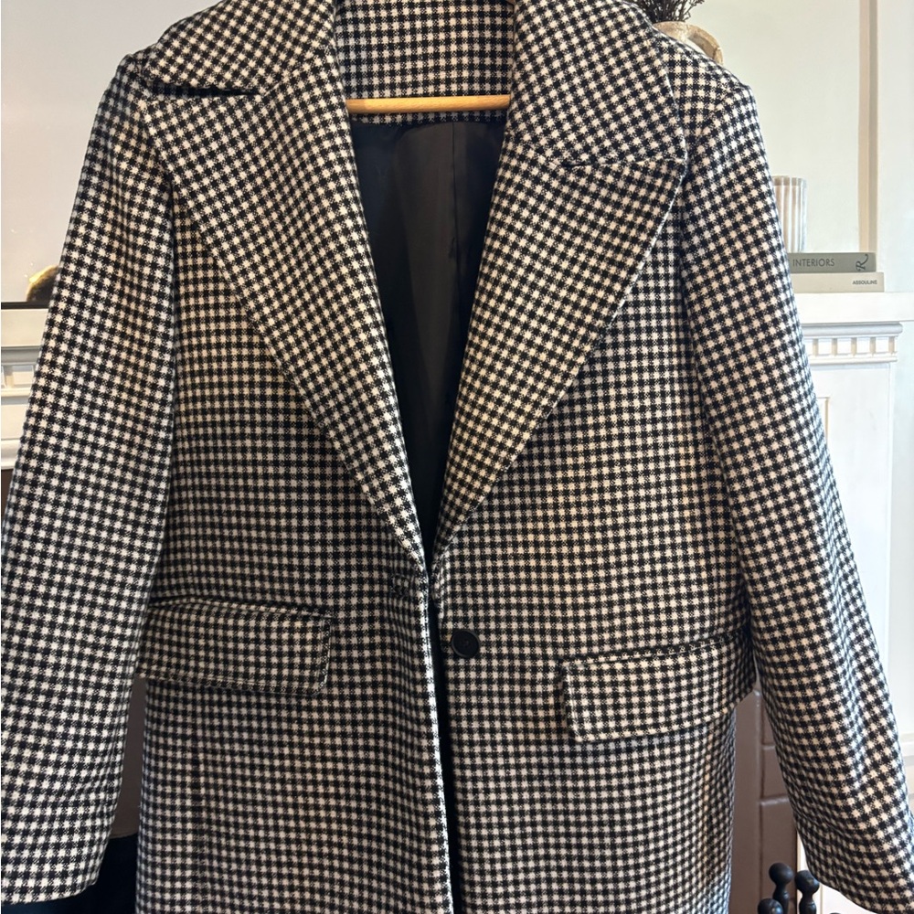 Oversized All Saints Black and White Checkered Blazer